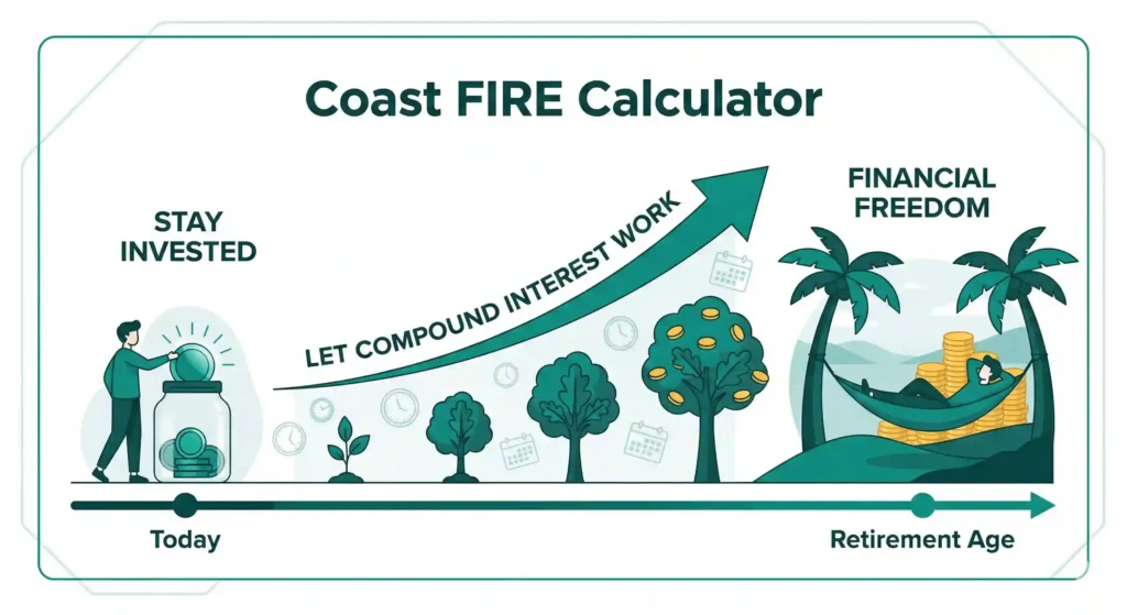 Coast FIRE Calculator's Infographic explaining Coast FIRE timeline